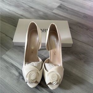 Caparros Cream Floral Satin Heels